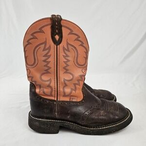 Justin Gypsy Leather Cowboy Boots Women's 8B Melon Brown Square Toe Western